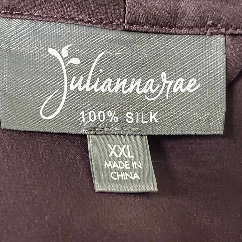 Julianna Rae Womens Top and Bottom Silk Pajama Set Size XXL Purple Quite Luxury - Picture 4 of 16